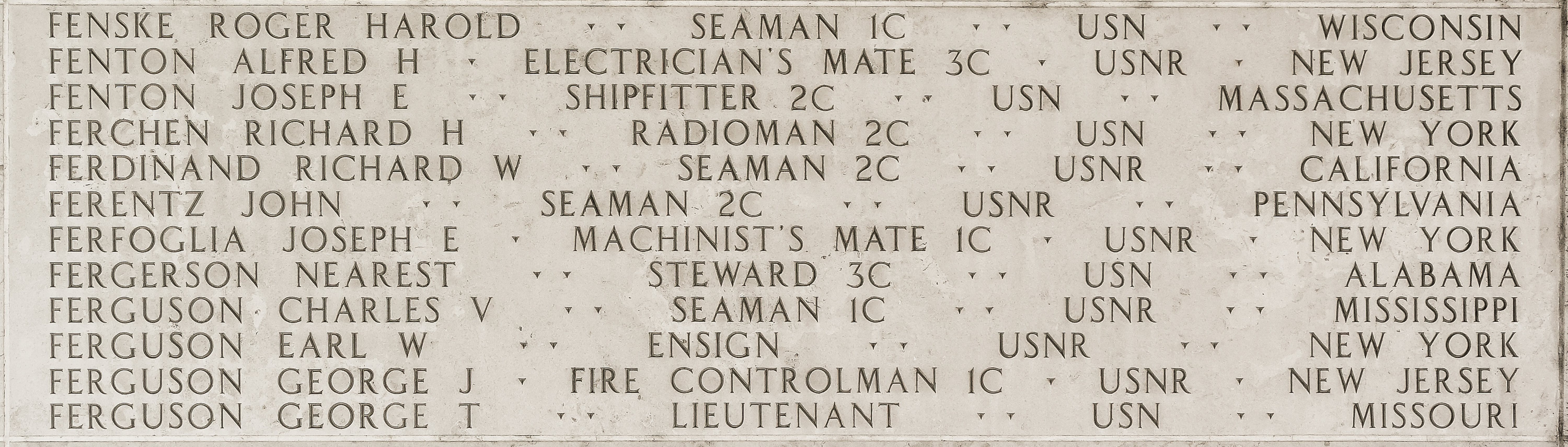 George J. Ferguson, Fire Controlman First Class